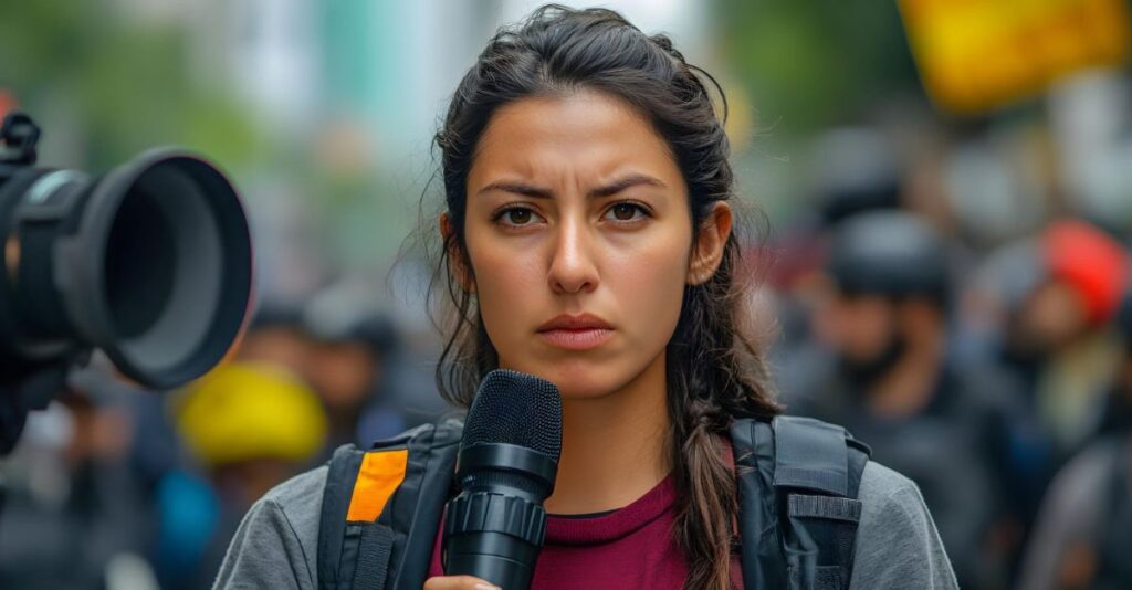 Mujer periodista generada por IA