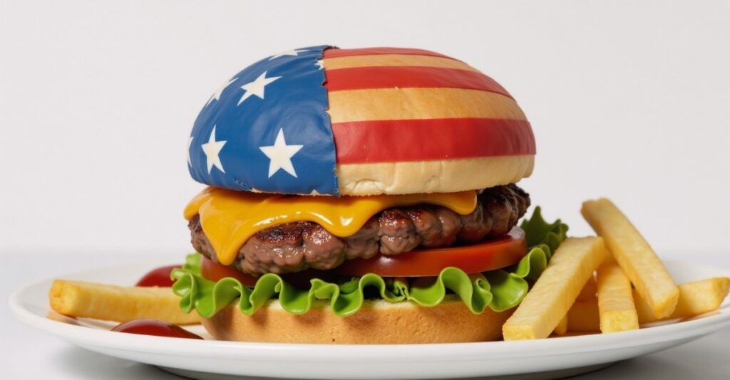 Hamburguesa con bandera de Estados Unidos