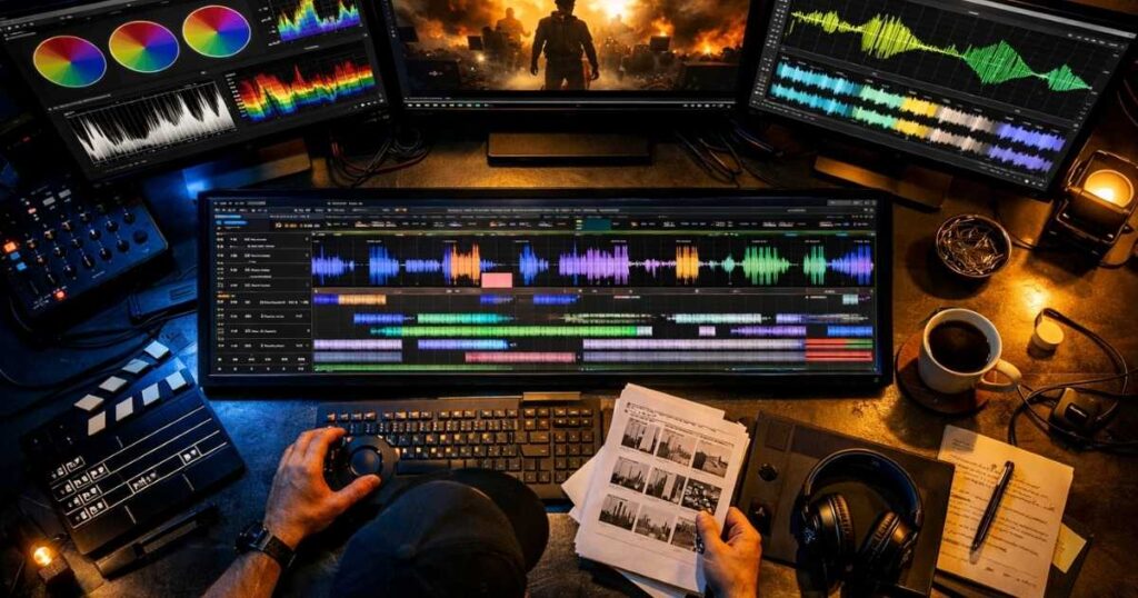 edición película en computadora