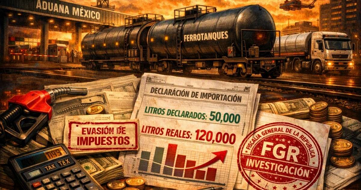 Imagen que representa el contrabando de combustible en México conocido como huachicol fiscal
